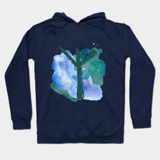 Rune Algiz On Blue Watercolor (Runes & Watercolors) Hoodie